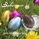 Bohemein Just Chocolate Mini Eggs. Hand Foiled with Assorted colours. Please choose Chocolate type.