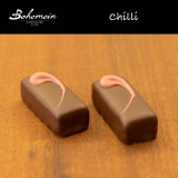 Bohemein Chilli Ganache. An ancient pairing of dark chocolate and gently warming chilli, bitter sweet and a little bit spicy
Contains - Milk,Soy