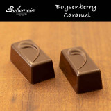 Bohemein Boysenberry Caramel . Boysenberry and Dark chocolate meet in a smooth, rich caramel. It's Berry delightful - the 53%  dark chocolate shells elegantly balances the sweet and fruity filling, Vegan Friendly
Contains -Soy