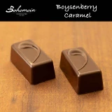 Bohemein Boysenberry Caramel . Boysenberry and Dark chocolate meet in a smooth, rich caramel. It's Berry delightful - the 53%  dark chocolate shells elegantly balances the sweet and fruity filling, Vegan Friendly
Contains -Soy