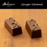 Bohemein Ginger Caramel. Slivers of gently spicy ginger add subtle piquancy to our lush, soft textured caramel. Encased in a dark chocolate shell. Semi sweet, Vegan Friendly
Contains - Soy