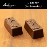 Bohemein J.Becher - A rich 70% Dark Ganache made without added dairy but with a hint of J.Becher Liquer. Becherovka adds a  warming lift to this vegan friendly dark chocolate, Vegan Friendly
Contains - Soy, Alcohol
