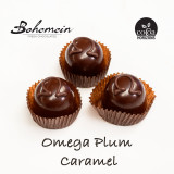 Bohemein Omega Plum Caramel - A sophisticated treat featuring smooth, flowing caramel crafted with Omega plum puree and laced with Gordon's Gin, encased in a dark chocolate shell. Vegan Friendly.   Contains Alcohol Bohemein Omega Plum Caramel - A sophisticated treat featuring smooth, flowing caramel crafted with Omega plum puree and laced with Gordon's Gin, encased in a dark chocolate shell. Vegan Friendly.   Contains Alcohol