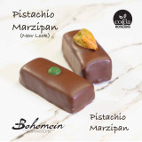 Using our own pistachio marzipan which is a well balanced blend of bitter and sweet almonds and pistachios complimented with dark chocolate, Vegan Friendly
contains - Pistachios, Almonds