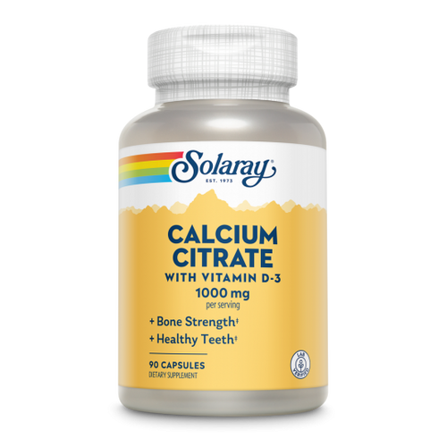 SOLARAY CITRATO DE CALCIO 1000 MG + VITAMINA D3 90 CÁPSULAS
