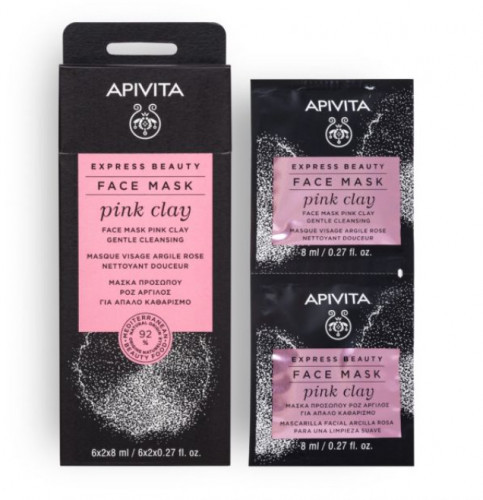 Apivita mascarilla facial pink clay (arcilla rosa) 2x8 mL