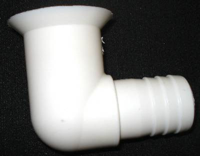 WHITE PLASTIC 25mm WASTE OUTLET 90 DEGRE