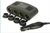 12VDC Car Cigarette Lighter Socket 4-Way Splitter with USB Port