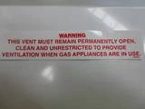 STICKER GAS VENT WARNING APR14