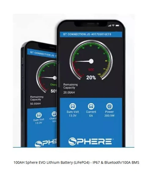 Sphere 100ah lithium battery with BT