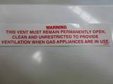 STICKER GAS VENT WARNING APR14