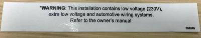 STICKER WARNING - LOW VOLTAGE