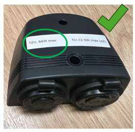Ext 12V + USB x2 output info Label