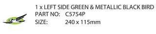 STICKER 15 CAMPER OB L/H SML Green Bird