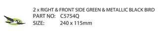 STICKER 15 CAMPER OB R/H SML Green BIrd