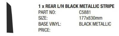 STICKER 17 REAR L/H BLACK METALLIC STRIPE