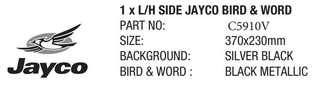 STICKER L/H SIDE JAYCO BIRD & WORD