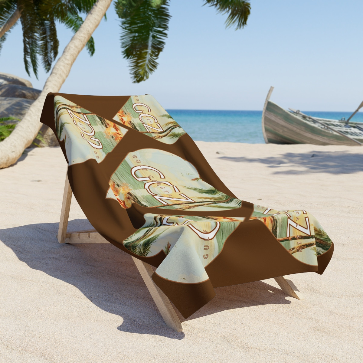 Beach Side Hearts Gulf Coastal Zen Beach Towel Dark Brown - Gulf