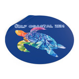 Gulf Coastal Zen Tie-Dye Sea Turtle Groovy Round Vinyl Sticker Navy