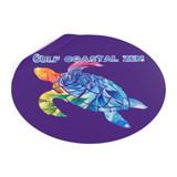 Gulf Coastal Zen Tie-Dye Sea Turtle Groovy Round Vinyl Sticker Purple