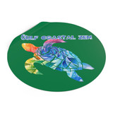 Gulf Coastal Zen Tie-Dye Sea Turtle Groovy Round Vinyl Sticker Green