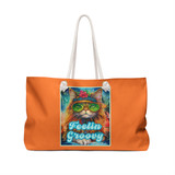 Hippie Cat Feeling Groovy Gulf Coastal Zen Beach Weekender Bag Citrus