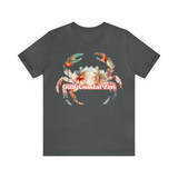 Gulf Coastal Zen Forgotten Coast Florida Palm Tree Crab Twinkle Light Ocean Beach Adult Short Sleeve T-Shirt Front
