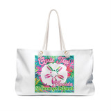 St George Island Girls Trip Sand Dollar Tropical Plants Gulf Coastal Zen Forgotten Coast Vibes Weekender Beach Bag White