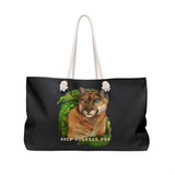 Florida Panther Tropical Leaves Gulf Coastal Zen Forgotten Coast Vibes Weekender Beach Bag Black