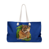 Florida Panther Tropical Leaves Gulf Coastal Zen Forgotten Coast Vibes Weekender Beach Bag Navy