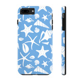 White Sea Shells Galore Gulf Coastal Zen Beach Ocean Tough Phone Cases Sky Blue