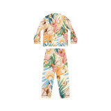 Sea Shell Medley Ocean Life Conch Tropical Plants Flowers Gulf Coastal Zen Beach Women's Satin Comfy Pajamas Set