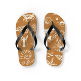 Gulf Coastal Zen Adult Sea Shell Mermaid Star Fish Crab Flip Flops Camel