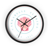 Carrabelle Florida Pink Sea Shell Est Round Wall Clock