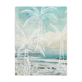 Gulf Coastal Zen Sand Beach Scene Palm Trees Retro Waves Microfiber Blanket