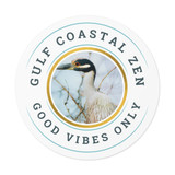 Gulf Coastal Zen Night Heron Good Vibes Only Round Vinyl Sticker White