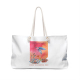 Gulf Coastal Zen Slow Time Down Sea Turtle Watercolor Beach Weekender Bag White