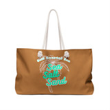 Gulf Coastal Zen Sea Salt Sand Coconut Palm Tree Beach Weekender Bag Light Brown