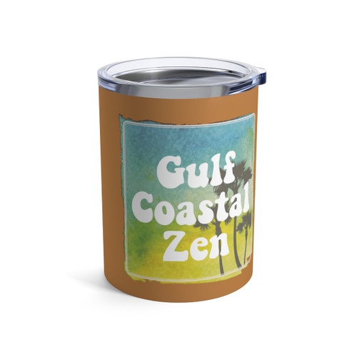 Gulf Coastal Zen Vintage Look Palm Tree Short Wine Tumbler 10oz Light Brown