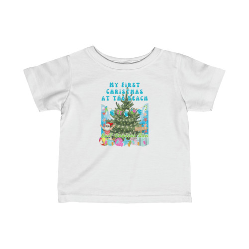 Gulf Coastal Zen My First Christmas at the Beach Short Sleeve Infant Fine Jersey T-Shirt
