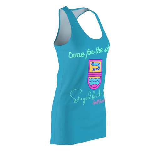 Came for the Shrimp Stayed for the Zen Women's Racerback Beach Cover Up Dress Turquoise