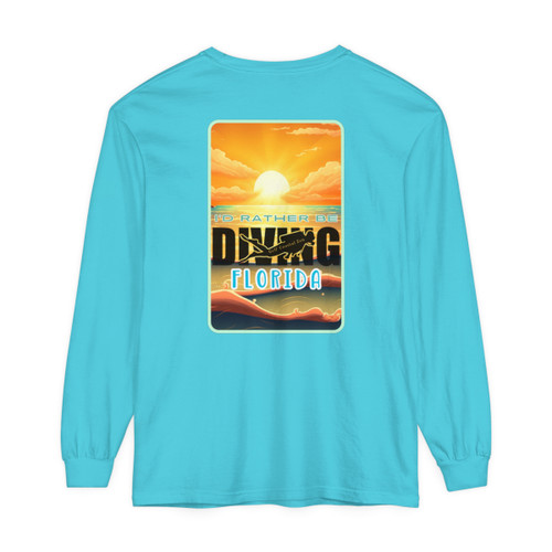 I'd Rather be Diving Florida Sunset Gulf Coastal Zen Ocean Beach Adult Long Sleeve T-Shirt Comfort Colors