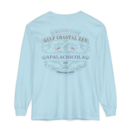 Banner Shrimp Oyster Apalachicola Est Gulf Coastal Zen Forgotten Coast Florida Ocean Beach Adult Long Sleeve T-Shirt Comfort Colors