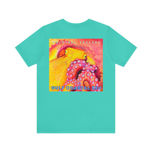 Octopus Gulf Costal Zen Vintage Florida Beach Scene Sunset Ocean Adult Unisex Short Sleeve T-Shirt