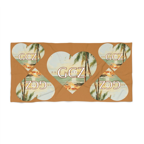 Beach Side Hearts Gulf Coastal Zen Beach Towel Light Brown