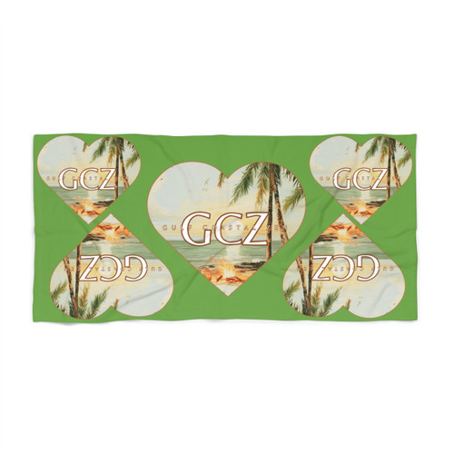 Beach Side Hearts Gulf Coastal Zen Beach Towel Green