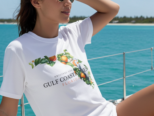 State of Florida Heron Orange Grove Blossom Gulf Coastal Zen Florida Adult Women's Short Sleeve T-Shirt
