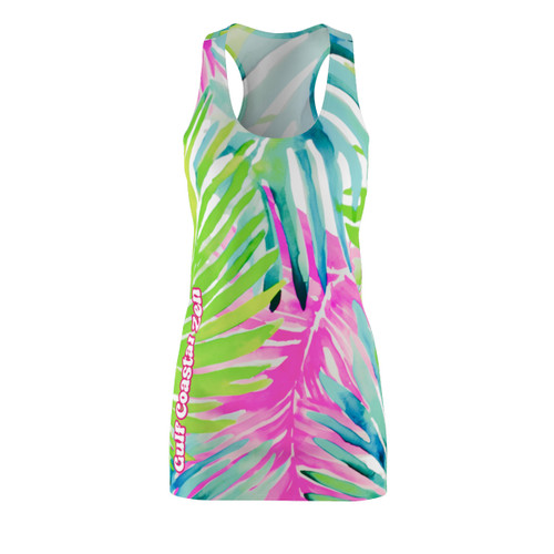 Gulf Coastal Zen Tropical Palm Leaves Women's Racerback Beach Cover Up Dress