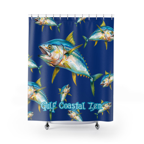 Tuna Deep Sea Water Shower Curtain Navy