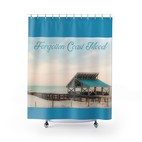 Forgotten Coast Mood St George Island Beach Pavilion SGI Shower Curtain Turquoise
